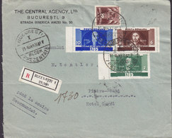 Romania THE CENTRAL AGENCY Ltd,. Registered Recommandé Label BUCURSTI 1935 Cover Brief (FRONT Only !!) Aufstandführeren - Brieven En Documenten