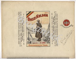 ONZE HELDEN Amerikaansche Tabak  COEL-ROUSSEL MENIN  Verpakking  100gr Lythographie Myncke Bruxelles +/- 1900 - Andere & Zonder Classificatie