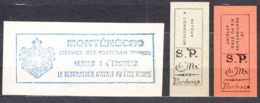 Montenegro 1916 Labels For Return Mail, Refugee Gov. Issue For Monteregro Office In Bordeaux, All 3, Never Hinged, Sig. - Kriegsmarken