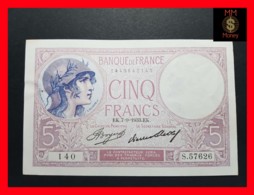 FRANCE 5 Francs 7.9.1933  P. 72   AU  2 P.h. - 5 F 1917-1940 ''Violet''