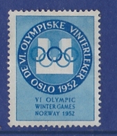 WINTER OLYMPIC GAMES JEUX OLYMPIQUES OLYMPISCHE WINTERSPIELE OSLO - NORWAY NORGE NORWEGEN NORVÈG 1952 LABEL , CINDERELLA - Inverno1952: Oslo
