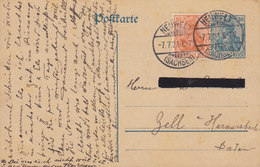 Deutsches Reich Uprated Postal Stationery Ganzsache 30 Pf. Germania NEUWELT (Sachsen) 1921 ZELL-HARMERSBACH - Postkarten