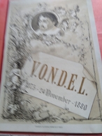 VONDEL Poreceleinkaart, MENU, MULDER, Open  36cm X 27cm Stoomdrukkerij Ellerman HARMS C1880 ..met Citaten Over Eten - Poésie