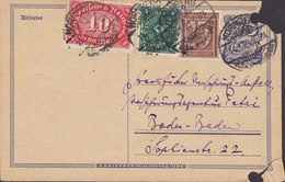 Deutsches Reich Uprated Postal Stationery Ganzsache Entier 75 Pf. Postreiter HORNBERG 1923 (2 Scans) - Postcards