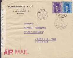 Egypt Egypte HANDRINOS & Co. ALEXANDRIA 1940? Cover Lettre LEYSIN Vaud Suisse Egyptian Censorship OPENED BY CENSOR Label - Storia Postale