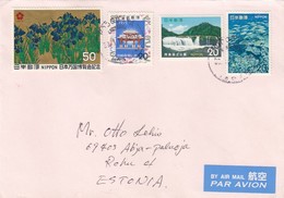 GOOD JAPAN Postal Cover To ESTONIA 2012 - Good Stamped: Landscape ; Flowers ; Fishes - Covers & Documents