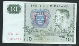 SUEDE 10 Kronor 1981  -     F 874611   - Laura4309 - Sweden
