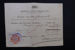 ROYAUME UNI - Document Du Vice Consulat à San Sébastien En 1886 , Fiscal 5 Shilling - L 23671 - Fiscales