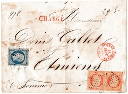 Devant De Lettre Paris Bureau Central Rouge 1854 CHARGE 2x40cND + 20cND - 1849-1876: Classic Period