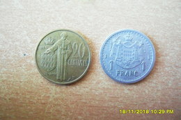 20 Centimes 1962 Et 1 Franc Sans Date De Monaco En TTB+ - 1949-1956 Old Francs