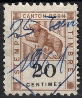 Schweiz Switzerland Suisse Helvetia 1961 - Canton BERN Local Tax Revenue Stamp - Used (paper Tear) - BEAR - 20 Ct. - Revenue Stamps