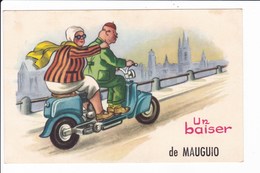 Dessin Fantaisie (couples Sur Scooter) Un Baiser De MAUGUIO - Mauguio