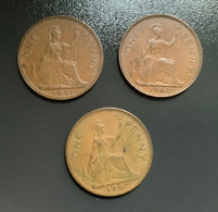 GRAN BRETAGNA  - ENGLAND - 1961 , 1962 E 1967 - 3 Monete 1 PENNY Elisabetta II - 1 Penny & 1 New Penny