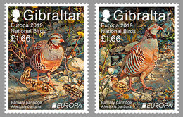 GIBRALTAR 2019 - EUROPA 2019 - -"AVES - BIRDS/WILDLIFE - VÖGEL - OISEAUX"- PERDIZ BARBARY - SERIE De 2 V. - 2019