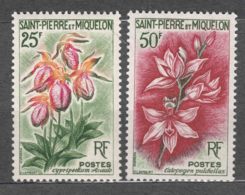 St. Pierre & Miquelon 1962 Flowers Mi#394-395 Mint Hinged - Nuevos