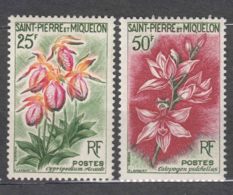 St. Pierre & Miquelon 1962 Flowers Mi#394-395 Mint Hinged - Ungebraucht