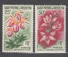 St. Pierre & Miquelon 1962 Flowers Mi#394-395 Mint Hinged - Ongebruikt