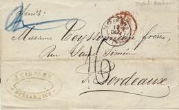 1871- Lettre De PERNAMBUCO ( Brésil ) Pour Bordeaux Entrée Brésil / Bordeaux Rouge  Taxe 16 D - Steamer En Haut à Gauche - Storia Postale