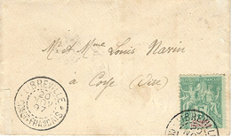 1897- Petite Env. Carte De Visite Affr. 50 C Groupe Congo Français Oblit. De LIBREVILLE -au Dos, Cad Maritime - Covers & Documents