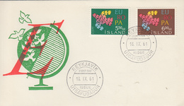 Enveloppe  FDC  1er  Jour   ISLANDE   Paire   EUROPA  1961 - FDC