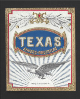 Etiquette  Boite De Cigares -  Texas  Anvers Bruxelles  -   10.5 X 12.5 Cm - Etiketten