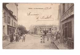 Delcampe - 94 Thiais La Place Maurepas Café Boucherie Du Bon Marché L. Bertrand Cpa Carte Animée Cachet 1904 - Thiais