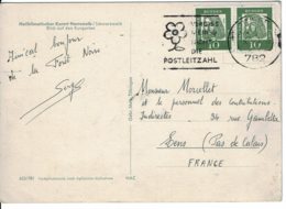 1967 - Carte Postale De BAD HERRENALB Pour La France - Tp Dürer N° Yvert 223 - Máquinas Franqueo (EMA)