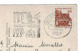 1966 - Carte Postale De BADEN BADEN Pour La France - Tp N° Yvert 324 - Franking Machines (EMA)