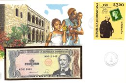 FDC Mit Geldschein 1 Peso Bankfrisch & Block Domininca - Dominicaine