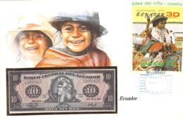 FDC Mit Geldschein 10 Sucres &  Block 1986 Ecuador - Equateur
