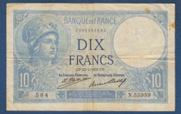 France -10 F  Minerve  Du  22 - 1 - 1931 - 10 F 1916-1942 ''Minerve''