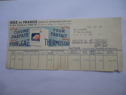 Facture GAZ DE FRANCE 1953 Illustration Pas De Four Parfait Sans Thermostat - Electricity & Gas