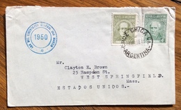 ARGENTINA ENVELOPE   FROM CRUZ CHIGA  TO  WEST SPRINGFIELD U.S.A. THE 29/4/50 + " ANO DEL LIBERADOR GENERAL SAN MARTIN 1 - Buenos Aires (1858-1864)