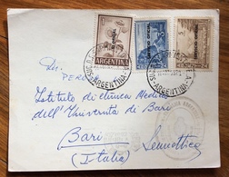 ARGENTINA POST CARD CON 1+3+5 SERVICIO OFICIAL FROM SUCC.D.F.SARMIENTO TO BARI ITALY  THE 16/8/53 - Buenos Aires (1858-1864)