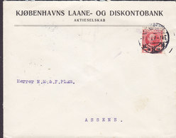 Denmark KJØBENHAVNS LAANE- OG DISKONTOBANK Brotype Ia KJØBENHAVN K.K.B. 1912 Cover Brief ASSENS (Arr. Cds.) (2 Scans) - Cartas & Documentos
