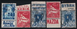 ALGERIE - TIMBRES DE CARNET AVEC PUB: BYRRH, MAZDA, VIN KEBIR, FRAISSINET, ARMEE DE L'AIR. - Gebruikt