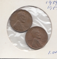 @Y@   United States Of America  1 Cents  1952 + 1959   (3062 ) - 1959-…: Lincoln, Memorial Reverse