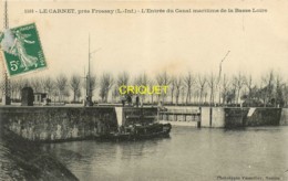 44 Le Carnet, Entrée Du Canal Maritime De La Basse-Loire, Remorqueur..., Affranchie 1909, Beau Cliché Peu Courant - Autres & Non Classés