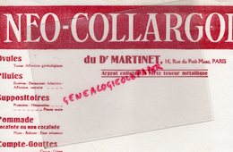 75- PARIS- BUVARD NEO COLLARGOL DU DOCTEUR MARTINET-16 RUE PETIT MUSC-SUPPOSITOIRES-POMMADE -PHARMACIE - Chemist's