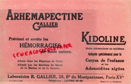 75- PARIS- RARE BUVARD LABORATOIRE R. GALLIER-38 BD MONTPARNASSE-ARHEMAPECTINE-KIDOLINE CORYZA-PHARMACIE - Drogerie & Apotheke