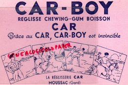30- MOUSSAC- BUVARD CAR-BOY- REGLISSE CHEWING GUM- EQUITATION CHEVAL - Levensmiddelen