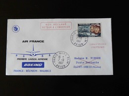 PREMIERE LIAISON  AIR FRANCE  PAR BOEING    FRANCE - REUNION - MAURICE  -  1967  - - Correo Aéreo