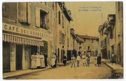 CPA 38 Isère Moirans Rare Grand Rue Café Des Voyageurs Près De Voiron Grenoble Voreppe Rives Tullins Fures Genoble - Moirans