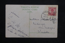 CUBA - Affranchissement De La Havane Sur Carte Postale Pour La Suisse En 1909 - L 23886 - Lettres & Documents