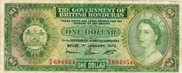 BRITISH HONDURAS BELIZE 1 Dollar 1973 F-VF P-28c "free Shipping Via Registered Air Mail" - Belice