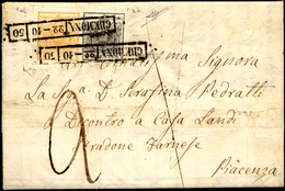1850 - 5 Cent. Giallo Arancio E 10 Cent. Grigio Nero, Entrambi I Tiratura (1d,2b), Perfetti, Su Lett... - Lombardy-Venetia
