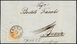 1850 - 5 Cent. Arancio (1h), Perfetto, Isolato Su Circolare A Stampa Da Verona 3/12 A Brescia.... - Lombardo-Vénétie