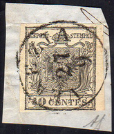 1850 - 10 Cent. Grigio Nero, Carta A Mano (2c), Perfetto, Usato Su Piccolo Frammento A Venezia 27/9.... - Lombardo-Vénétie