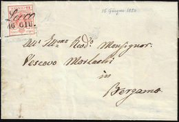 1850 - 15 Cent. Rosso, I Tiratura (3a), Perfetto, Su Lettera Da Lecco 16/6/1850, Primo Mese D'uso, A... - Lombardo-Veneto