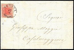 1851 - 15 Cent. Rosso Vermiglio Scuro, I Tipo, Carta A Mano (3h), Perfetto, Su Lettera Da Verona 15/... - Lombardo-Venetien